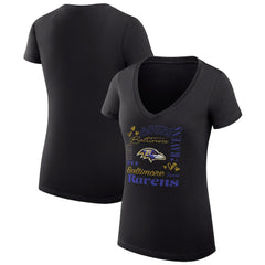 Baltimore Ravens G-III 4Her by Carl Banks Women's Super-Slim Fit Lightweight Collage Team V-Neck T-Shirt - Black sale