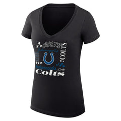 Indianapolis Colts G-III 4Her by Carl Banks Women's Super-Slim Fit Lightweight Collage Team V-Neck T-Shirt - Black online
