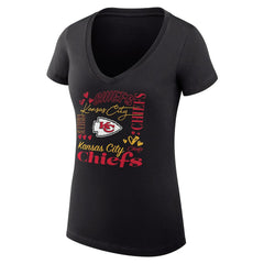 Kansas City Chiefs G-III 4Her by Carl Banks Women's Super-Slim Fit Lightweight Collage Team V-Neck T-Shirt - Black on sale
