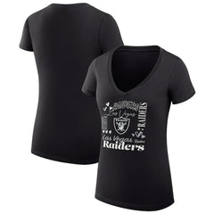 Las Vegas Raiders G-III 4Her by Carl Banks Women's Super-Slim Fit Lightweight Collage Team V-Neck T-Shirt - Black online