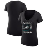 Philadelphia Eagles G-III 4Her by Carl Banks Women's Super-Slim Fit Lightweight Collage Team V-Neck T-Shirt - Black on sale