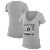 Las Vegas Raiders G-III 4Her by Carl Banks Women's Super-Slim Fit Lightweight Collage Team V-Neck T-Shirt - Heather Gray for sale
