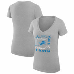 Detroit Lions G-III 4Her by Carl Banks Women's Super-Slim Fit Lightweight Collage Team V-Neck T-Shirt - Heather Gray cheap