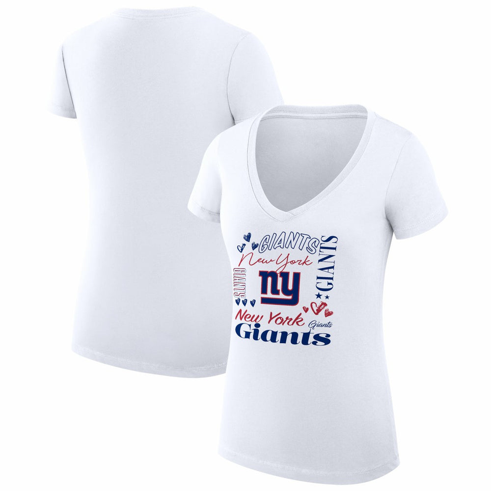 New York Giants G-III 4Her by Carl Banks Women's Super-Slim Fit Lightweight Collage Team V-Neck T-Shirt - White sale