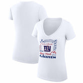 New York Giants G-III 4Her by Carl Banks Women's Super-Slim Fit Lightweight Collage Team V-Neck T-Shirt - White sale