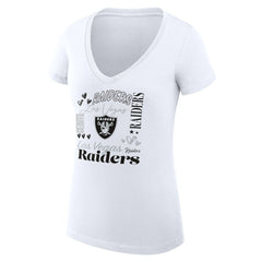 Las Vegas Raiders G-III 4Her by Carl Banks Women's Super-Slim Fit Lightweight Collage Team V-Neck T-Shirt - White outlet