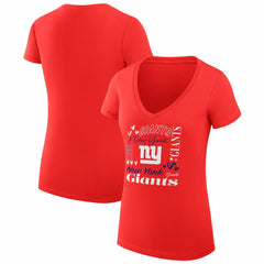 New York Giants G-III 4Her by Carl Banks Women's Super-Slim Fit Lightweight Collage Team V-Neck T-Shirt - Red discount