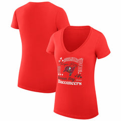 Tampa Bay Buccaneers G-III 4Her by Carl Banks Women's Super-Slim Fit Lightweight Collage Team V-Neck T-Shirt - Red discount
