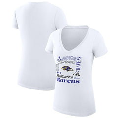 Baltimore Ravens G-III 4Her by Carl Banks Women's Super-Slim Fit Lightweight Collage Team V-Neck T-Shirt - White online