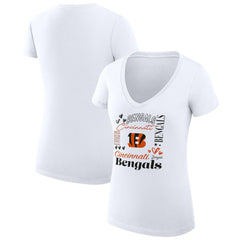 Cincinnati Bengals G-III 4Her by Carl Banks Women's Super-Slim Fit Lightweight Collage Team V-Neck T-Shirt - White online
