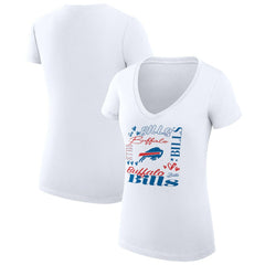 Buffalo Bills G-III 4Her by Carl Banks Women's Super-Slim Fit Lightweight Collage Team V-Neck T-Shirt - White outlet