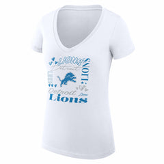 Detroit Lions G-III 4Her by Carl Banks Women's Super-Slim Fit Lightweight Collage Team V-Neck T-Shirt - White outlet