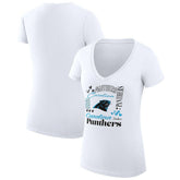 Carolina Panthers G-III 4Her by Carl Banks Women's Super-Slim Fit Lightweight Collage Team V-Neck T-Shirt - White outlet