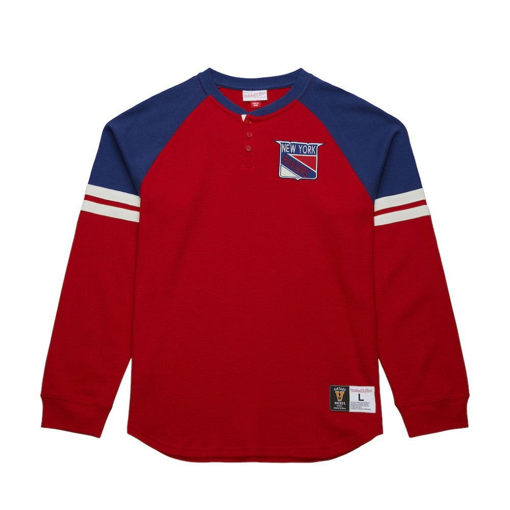 New York Rangers Mitchell & Ness Thermal Henley Long Sleeve T-Shirt Red