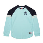 Seattle Kraken Mitchell & Ness Thermal Henley Long Sleeve T-Shirt Light Blue