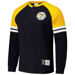 Pittsburgh Penguins Mitchell & Ness Thermal Henley Long Sleeve T-Shirt Black
