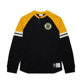Boston Bruins Mitchell & Ness Thermal Henley Long Sleeve T-Shirt Black