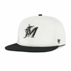Miami Marlins Foundation Captain Snapback Hat - White/Black | 47 brand