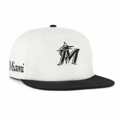 Miami Marlins Foundation Captain Snapback Hat - White/Black | 47 brand
