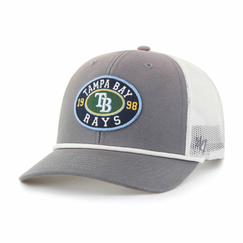 Tampa Bay Rays Tide Sweep Rope Trucker Adjustable Hat - Gray/White | 47 brand