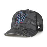 Miami Marlins Fiji Trucker Adjustable Hat - Black | 47 brand