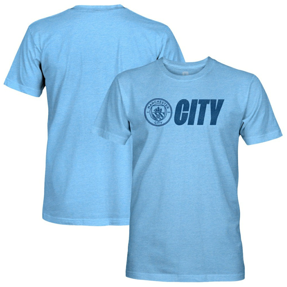 Manchester City 1863FC Mono Badge Lock-Up Retro Tri-Blend T-Shirt - Sky Blue outlet