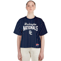 Washington Nationals Women's 2025 City Connect Pinstripe T-Shirt - Navy | New Era