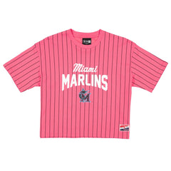 Miami Marlins Women's 2025 City Connect Pinstripe T-Shirt - Pink | New Era