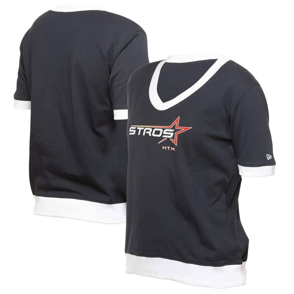 Houston Astros Women's 2025 City Connect Rhinestone V-Neck T-Shirt - Navy | New Era