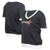 Houston Astros Women's 2025 City Connect Rhinestone V-Neck T-Shirt - Navy | New Era