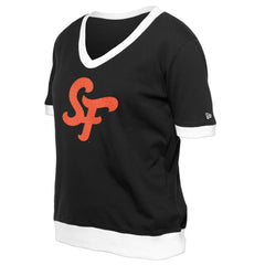 San Francisco Giants Women's 2025 City Connect Rhinestone V-Neck T-Shirt - Black | New Era