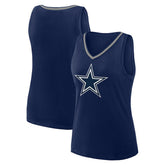 Dallas Cowboys Logo Athletic Women's Plus Size Stellar Win V-Neck Tank Top - Navy discount