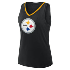 Pittsburgh Steelers Logo Athletic Women's Plus Size Stellar Win V-Neck Tank Top - Black for sale