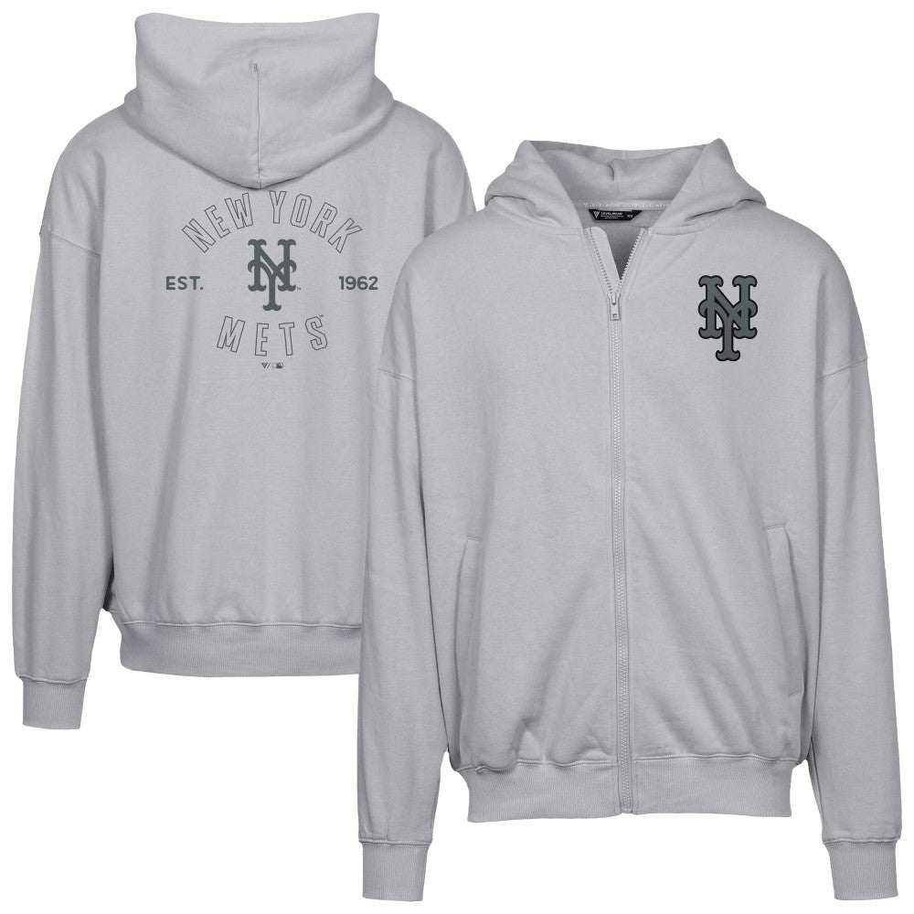 New York Mets Levelwear Uphill Abyssal Full-Zip Hoodie - Gray