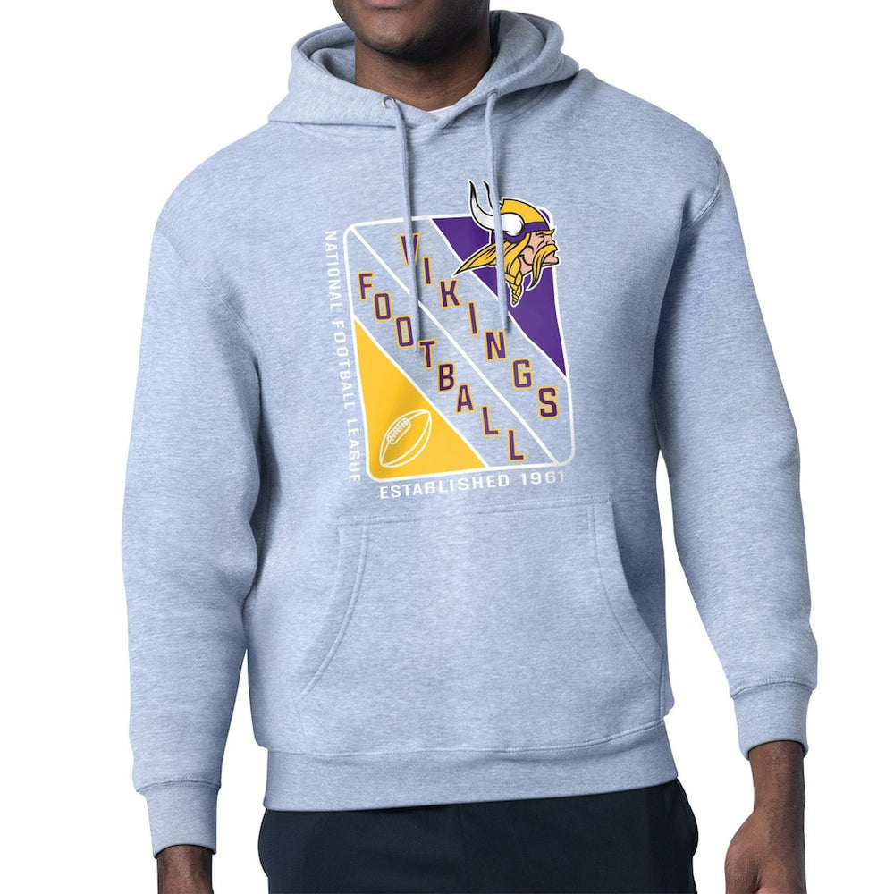 Minnesota Vikings Starter Shield Logo Pullover Hoodie - Heather Gray cheap