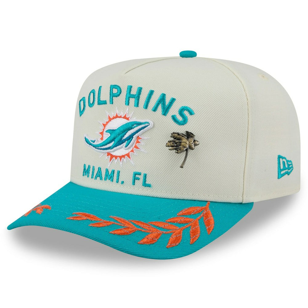Miami Dolphins New Era 2025 NFL Draft A-Frame 59FIFTY Fitted Hat - Cream/Aqua online