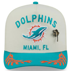 Miami Dolphins New Era 2025 NFL Draft A-Frame 59FIFTY Fitted Hat - Cream/Aqua online