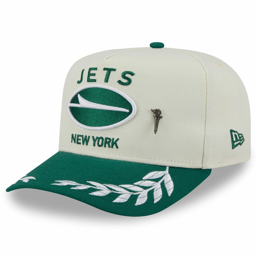 New York Jets New Era 2025 NFL Draft A-Frame 59FIFTY Fitted Hat - Cream/Green on sale