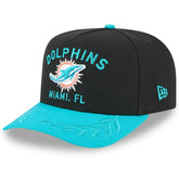 Miami Dolphins New Era Youth 2025 NFL Draft A-Frame 9FIFTY Snapback Hat - Black/Aqua on sale