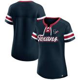 Houston Texans Women's Iconic Bling Athena Lace-Up V-Neck T-Shirt - Navy on sale