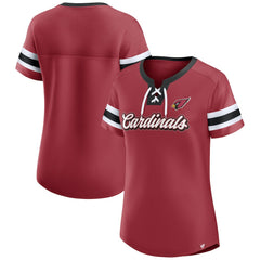 Arizona Cardinals Women's Iconic Bling Athena Lace-Up V-Neck T-Shirt - Cardinal discount