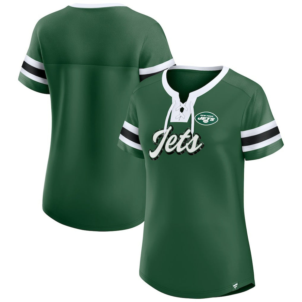 New York Jets Women's Original State Lace-Up T-Shirt - Green discount