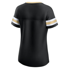 New Orleans Saints Women's Bling Athena Jersey Style Lace-up T-Shirt - Black sale