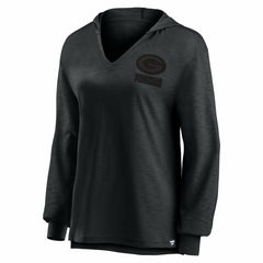 Green Bay Packers Women's Blackout Slub Hoodie V-Neck Long Sleeve T-Shirt cheap