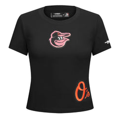 Baltimore Orioles Pro Standard Women's Game Day Classics Baby Doll Cropped T-Shirt - Black
