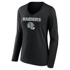 Brock Bowers Las Vegas Raiders Women's Name & Number Team Wordmark Long Sleeve V-Neck T-Shirt - Black discount
