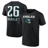 Saquon Barkley Philadelphia Eagles Name & Number Team Wordmark T-Shirt - Black on sale