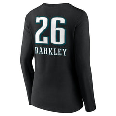 Saquon Barkley Philadelphia Eagles Women's Name & Number Team Wordmark Long Sleeve V-Neck T-Shirt - Black online