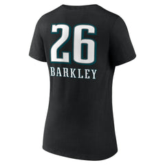 Saquon Barkley Philadelphia Eagles Women's Name & Number Team Wordmark V-Neck T-Shirt - Black online