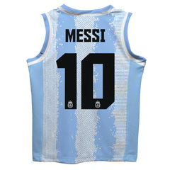 Lionel Messi Argentina National Team Vive La Fete Youth Painted Stripes Basketball Jersey - Light Blue cheap
